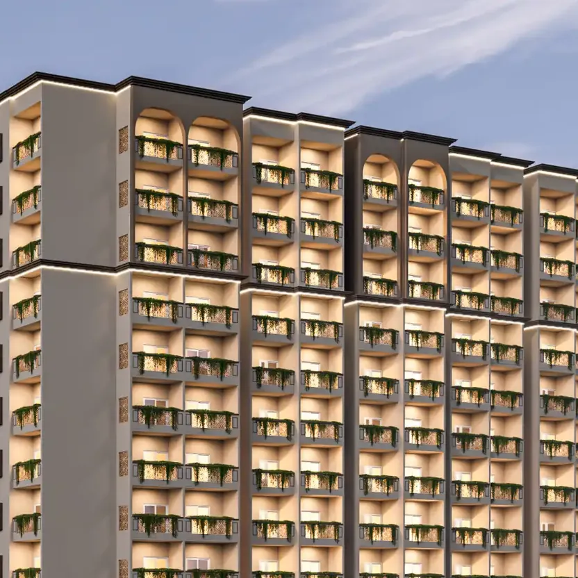 Arched crowns and planted balconies on the tower of DS Max Sky Sukhino